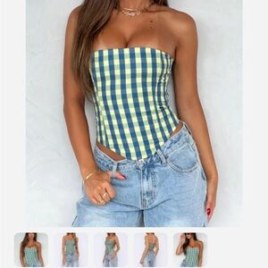 White Fox Boutique Strapless Lace Up Bustier Top
